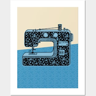 Bold Floral Sewing Machine Posters and Art